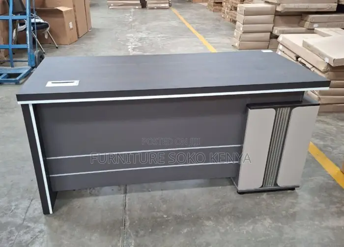 Office Desk : 1.2M Modern Executive Office Desk in Dark Wood Finish