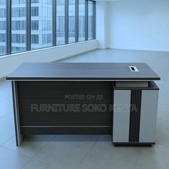 Office Desk : 1.2M Modern Executive Office Desk in Dark Wood Finish