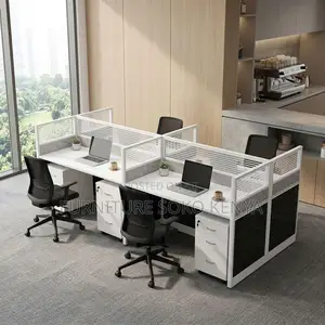 Office Workstation : Modern 4-Way Modular Office Workstation