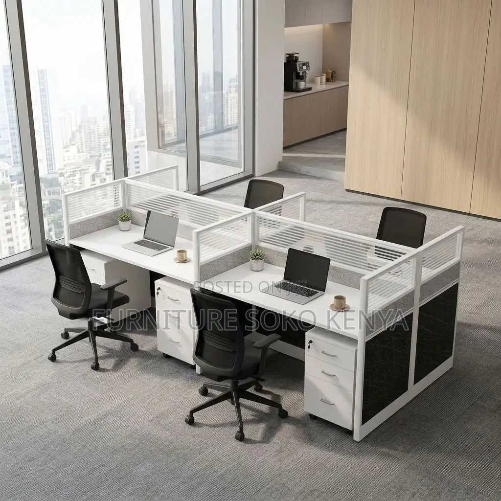 Office Workstation : Modern 4-Way Modular Office Workstation
