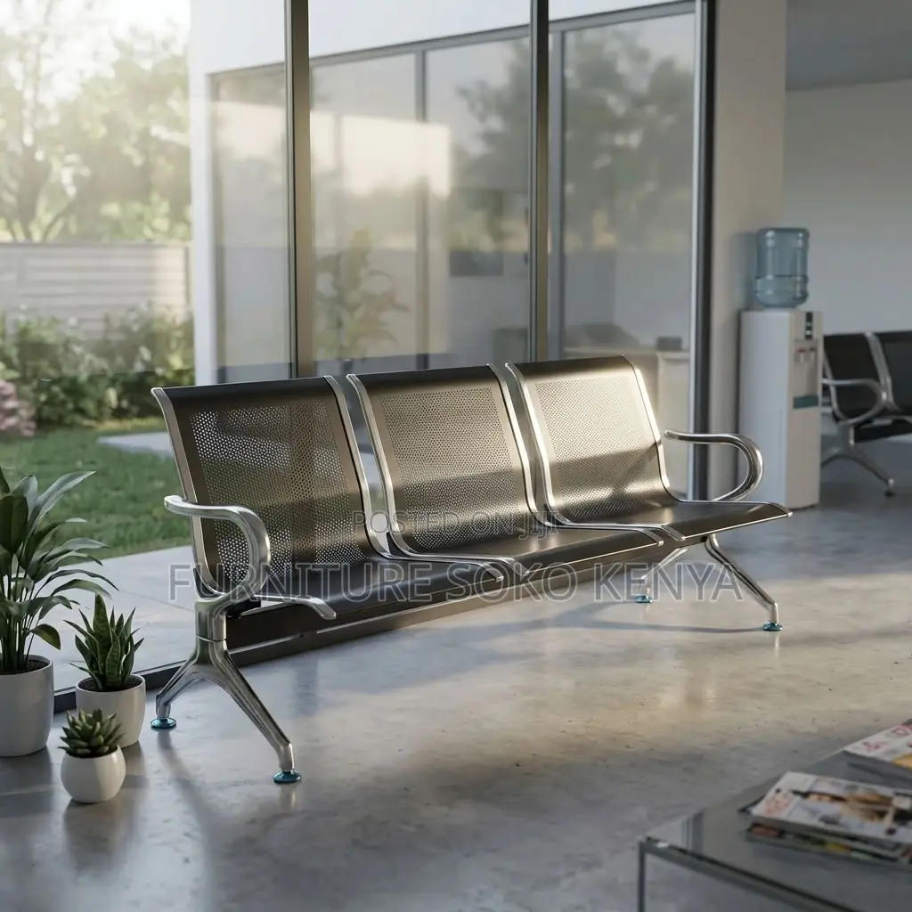 Airport Bench : 3-Seater Metallic Waiting Bench / Airport-Style