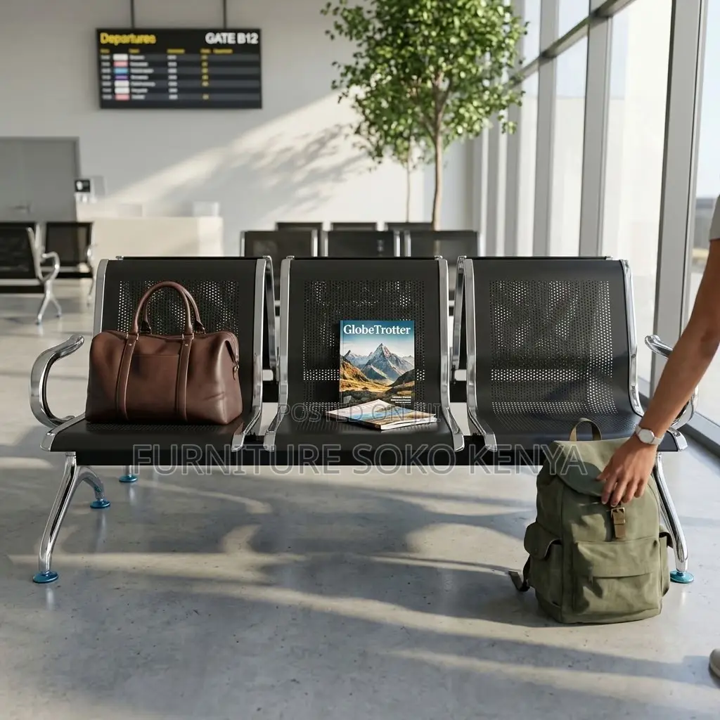 Airport Bench : 3-Seater Metallic Waiting Bench / Airport-Style