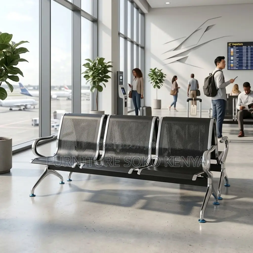 Airport Bench : 3-Seater Metallic Waiting Bench / Airport-Style