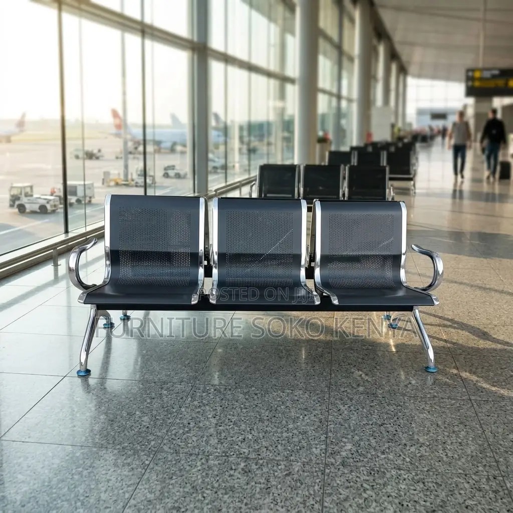 Airport Bench : 3-Seater Metallic Waiting Bench / Airport-Style