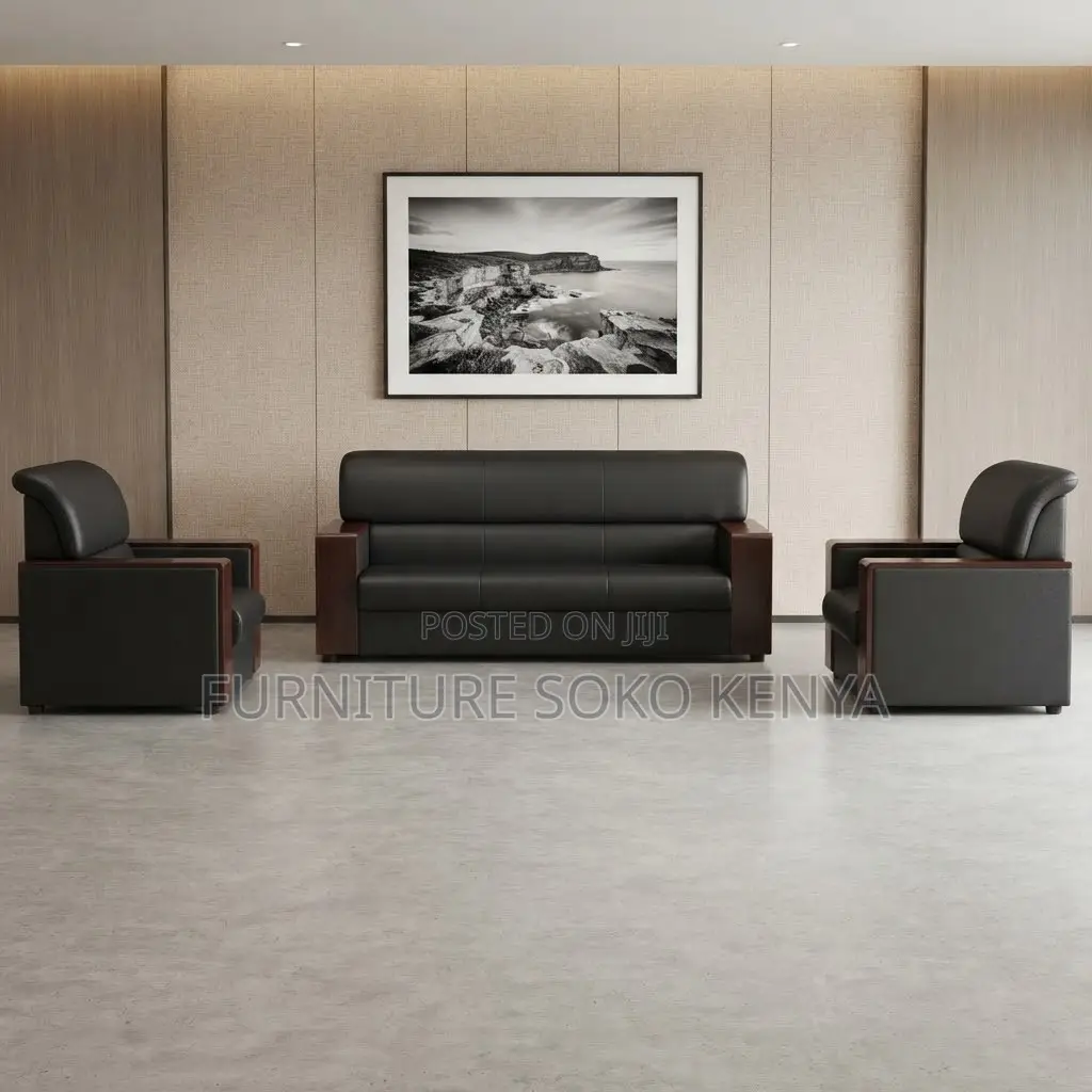 Office Sofa; 5-Seater Imported Leather Sofa Set