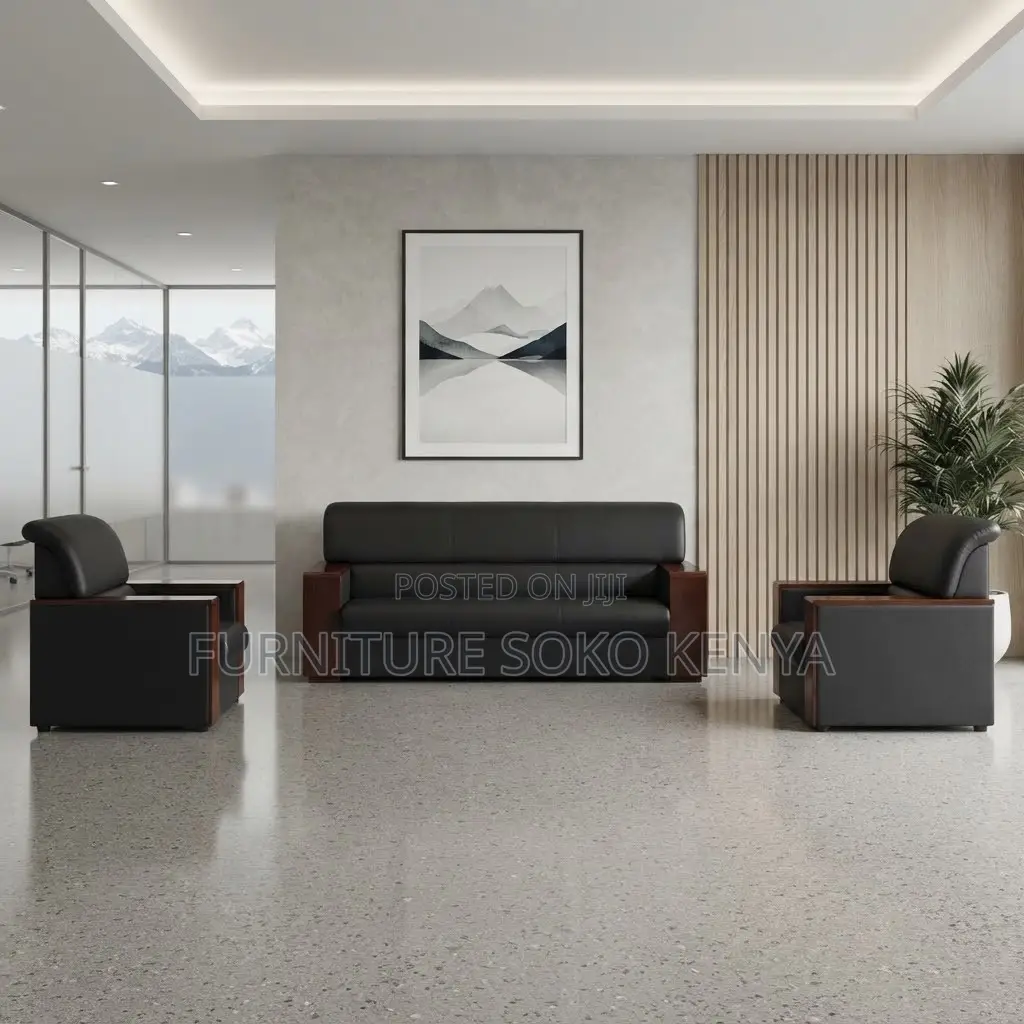 Office Sofa; 5-Seater Imported Leather Sofa Set