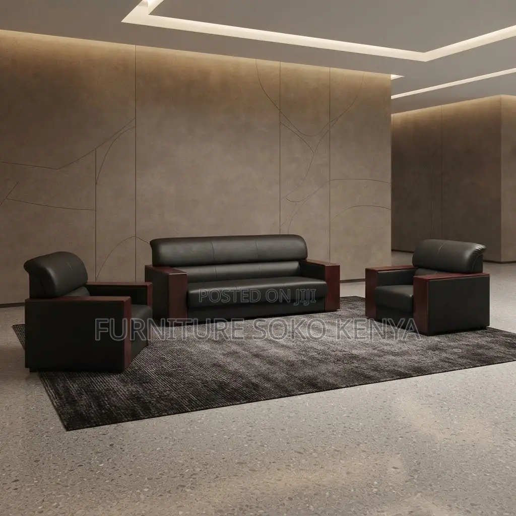 Office Sofa; 5-Seater Imported Leather Sofa Set