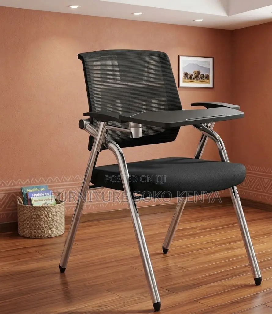 Office Chair; Foldable Mid Back Student's Study Chair-Wrting Pad