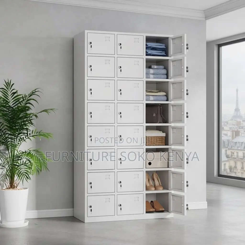 Office Cabinet; 24 Locker Steel Metallic Storage-File Cabinet