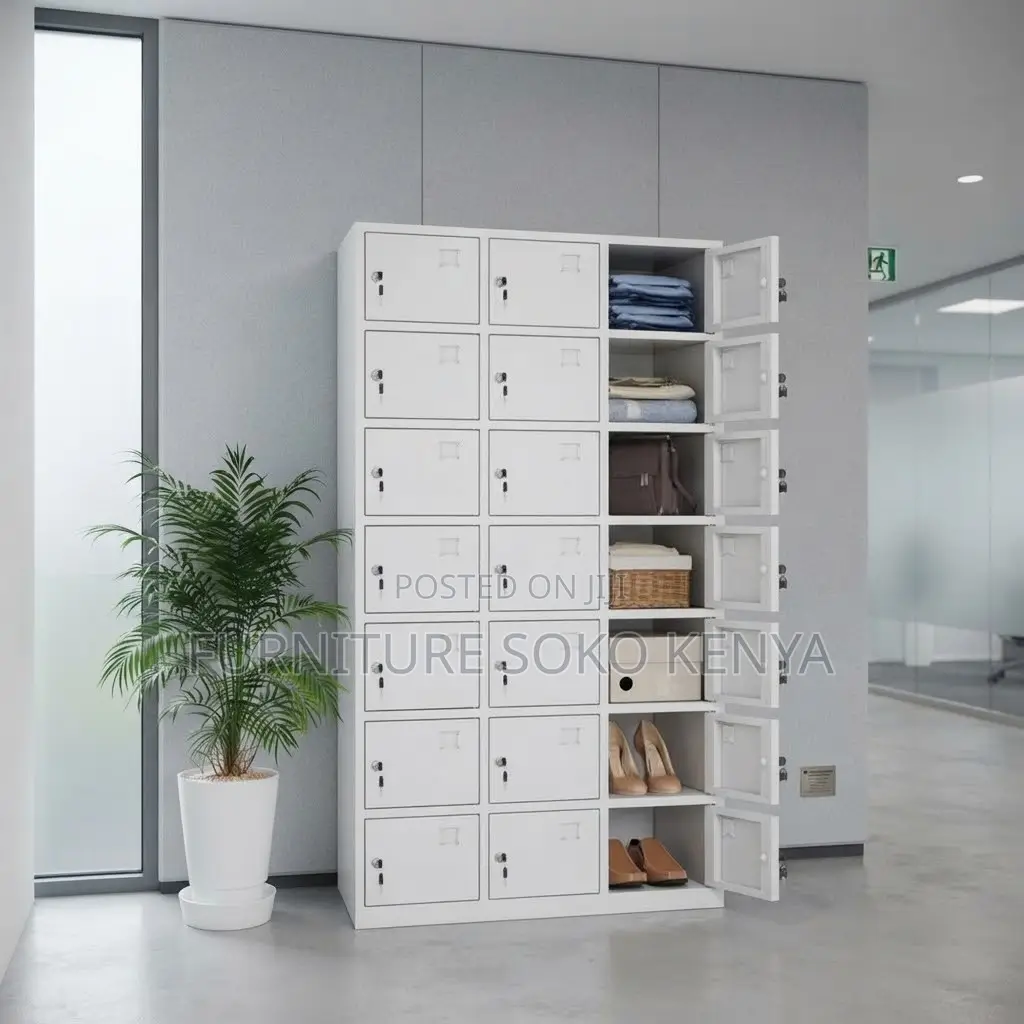Office Cabinet; 24 Locker Steel Metallic Storage-File Cabinet