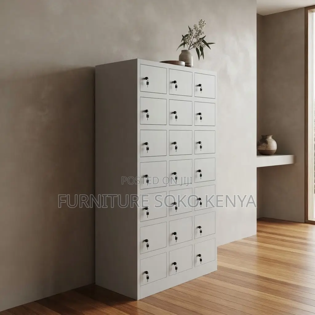 Office Cabinet; 24 Locker Steel Metallic Storage-File Cabinet