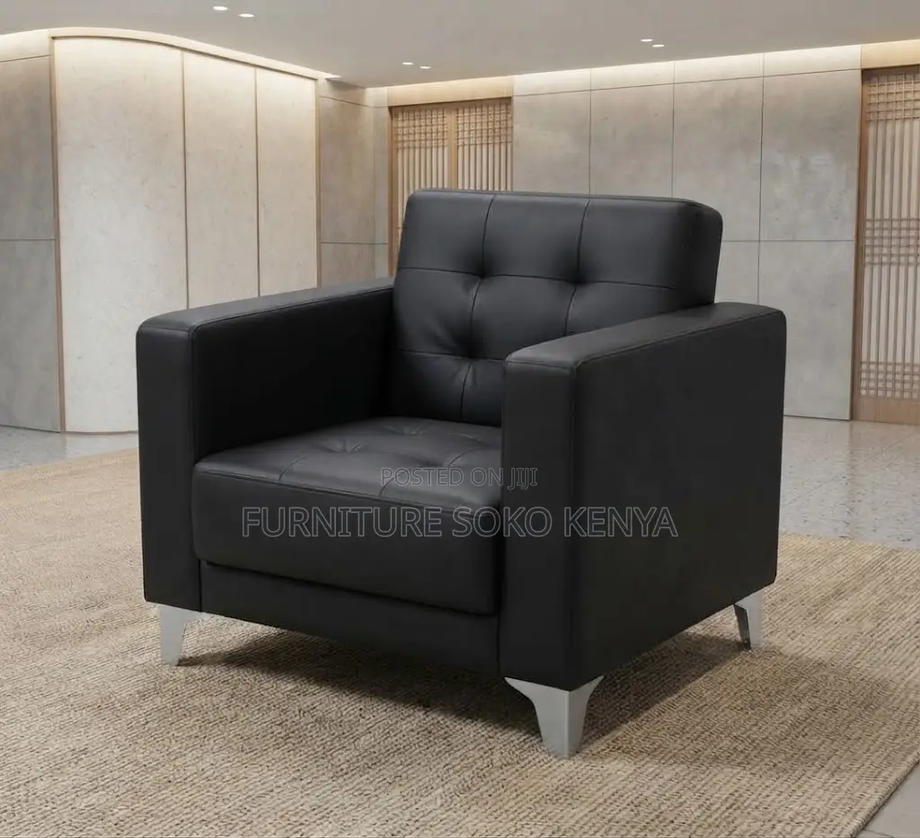 Sofa; Single Seater Executive High Back Leather Sofa