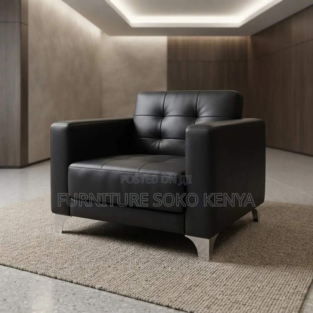 Sofa; Single Seater Executive High Back Leather Sofa