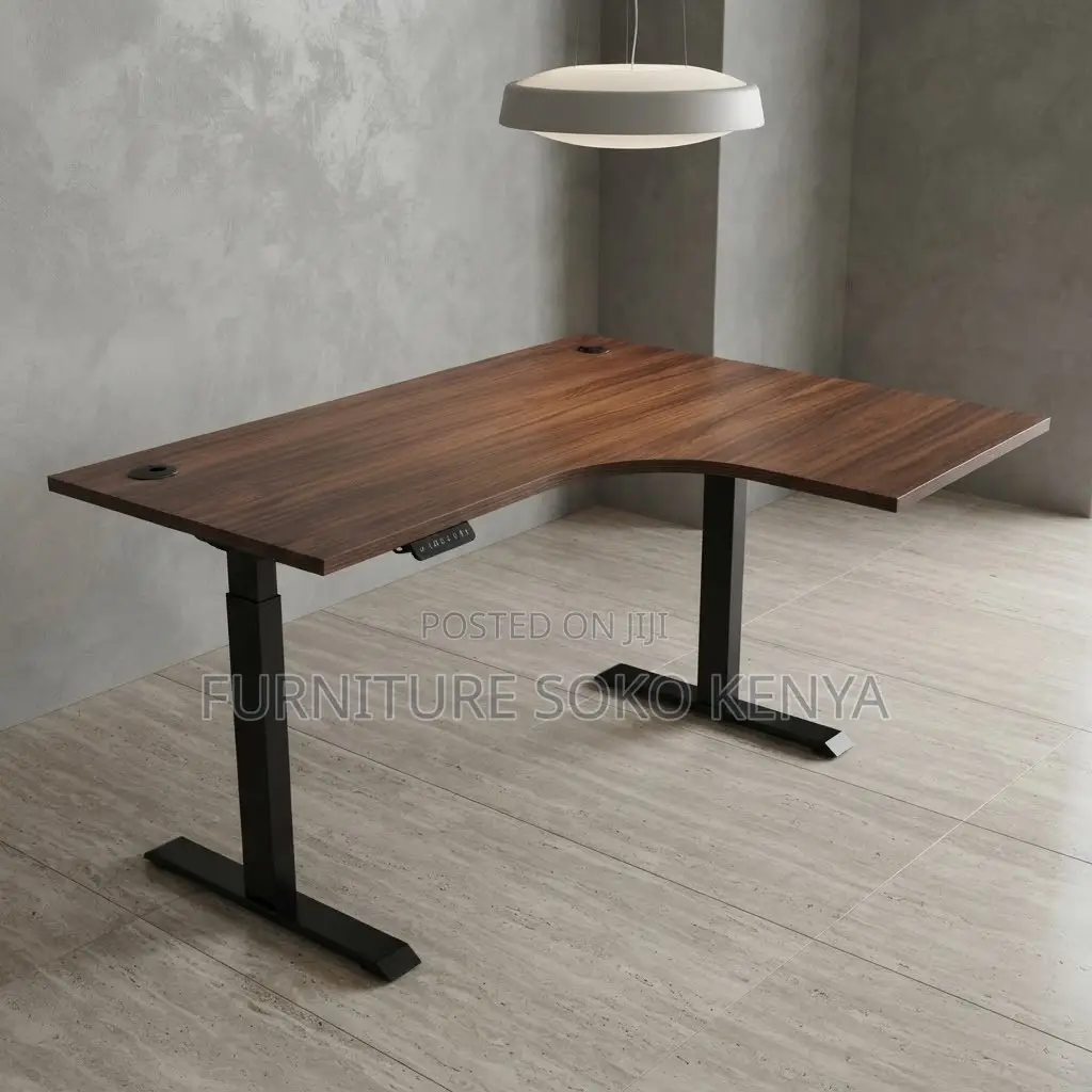 Office Desk; 1.4 M Corner Modern Dual Motor Standing Desk