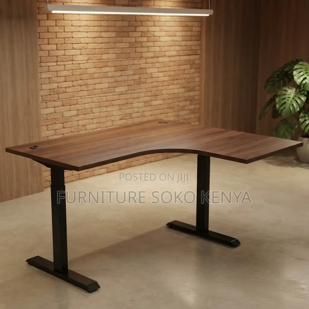 Office Desk; 1.4 M Corner Modern Dual Motor Standing Desk