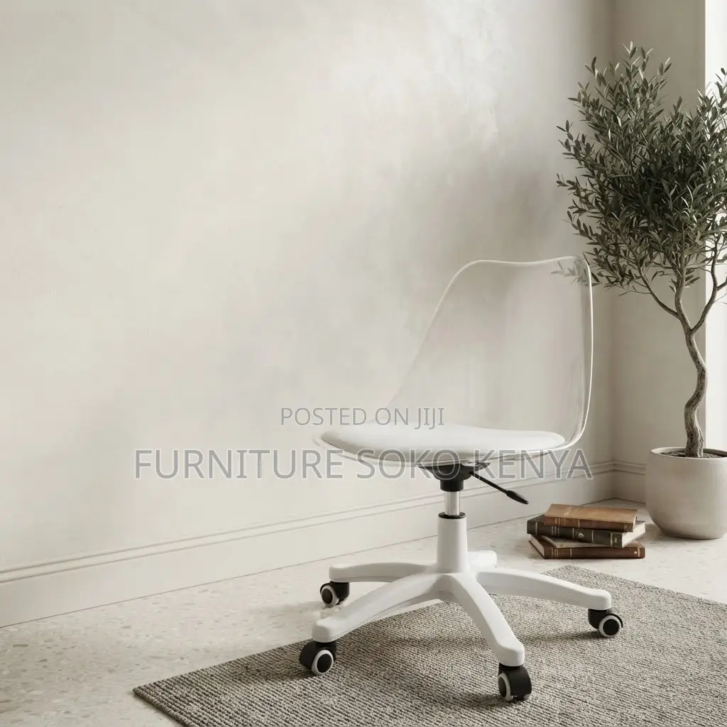 Home Chairs; Clerical Medium Backrest White Clear Chair