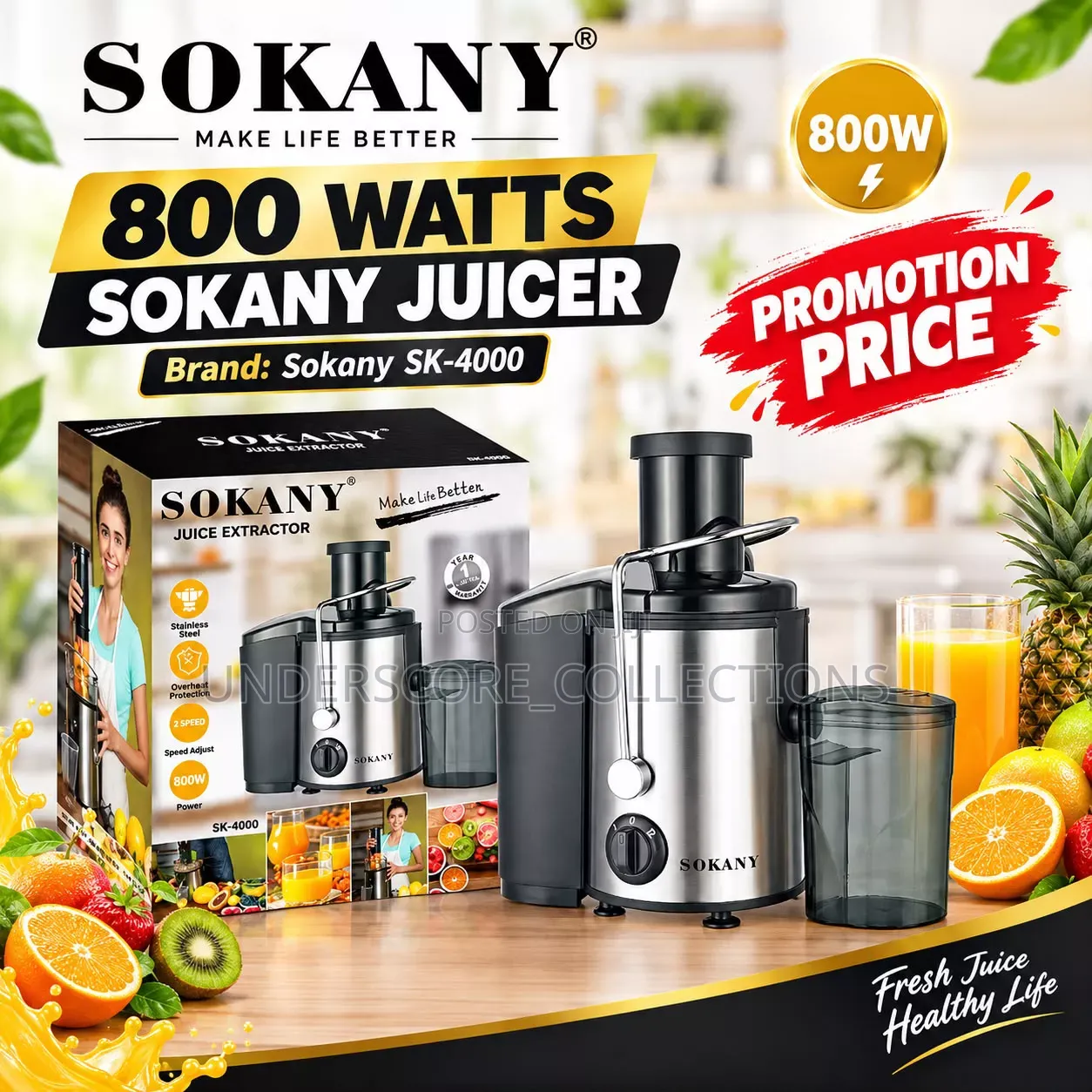 800 Watts Sokany Juice Extractor