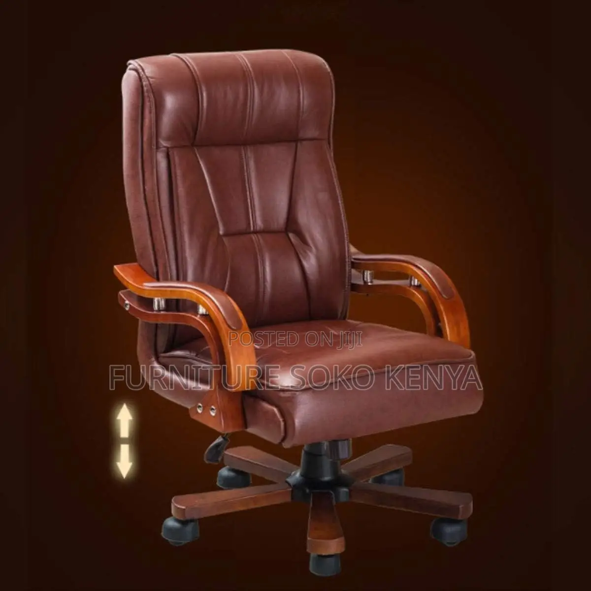 Office Chairs; Brown Leather Swivel Bliss Desk Chair.