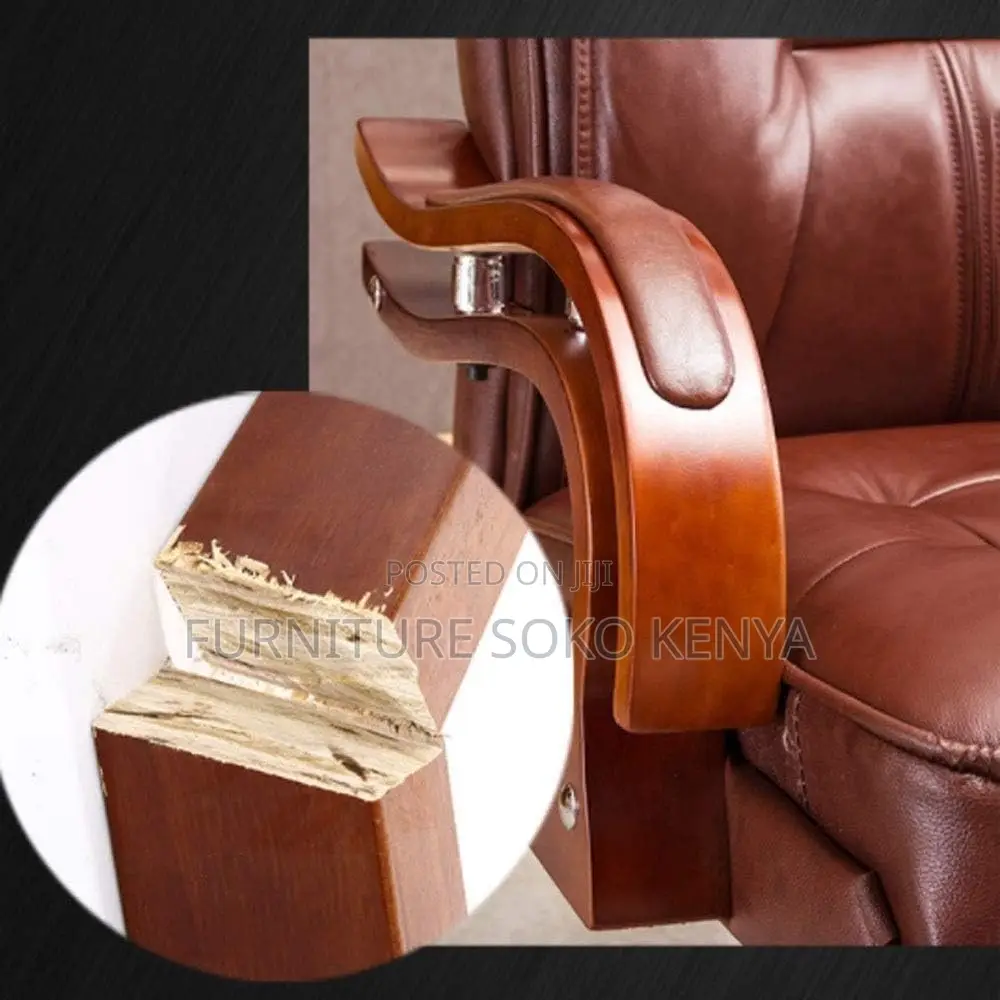 Office Chairs; Brown Leather Swivel Bliss Desk Chair.