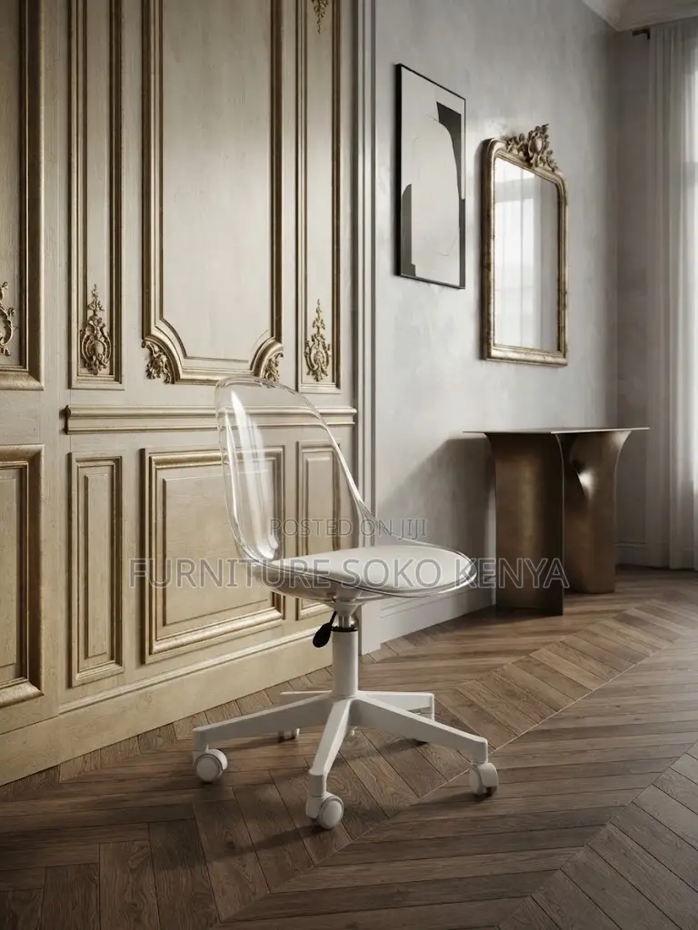 Home Chair: Minimalist Clear Eames Desk Chair With Swivel