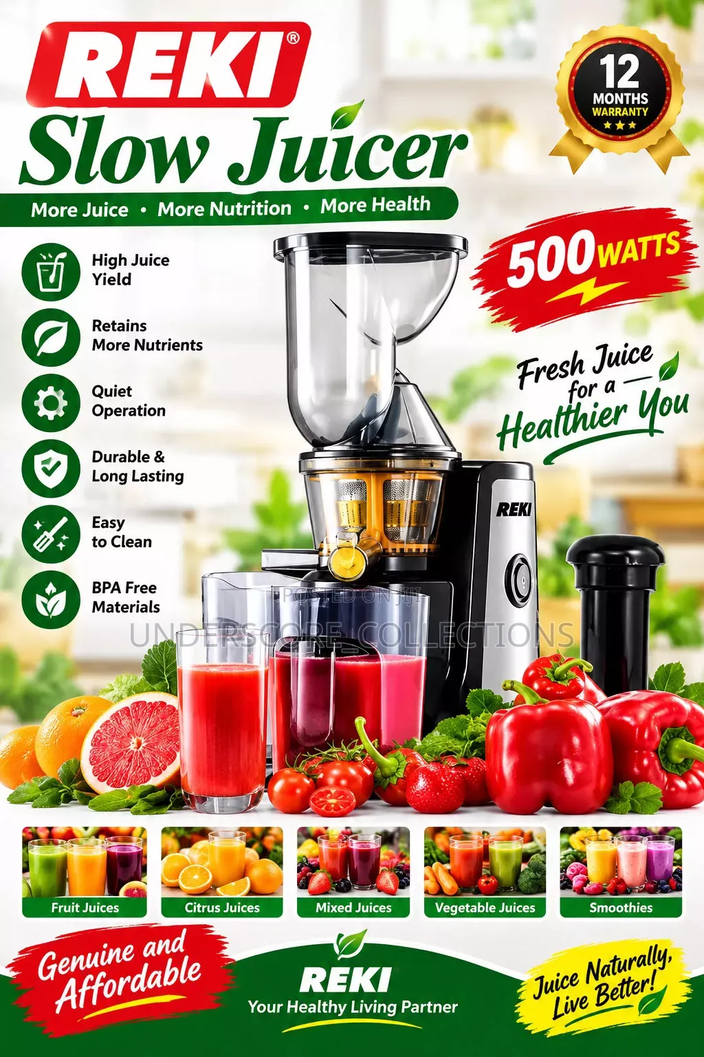 500watts Reki Slow Juicer