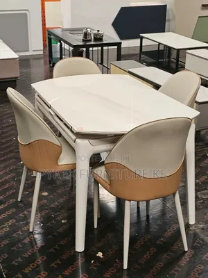 4 Seater Extendable Dining Table Set With Marble Top