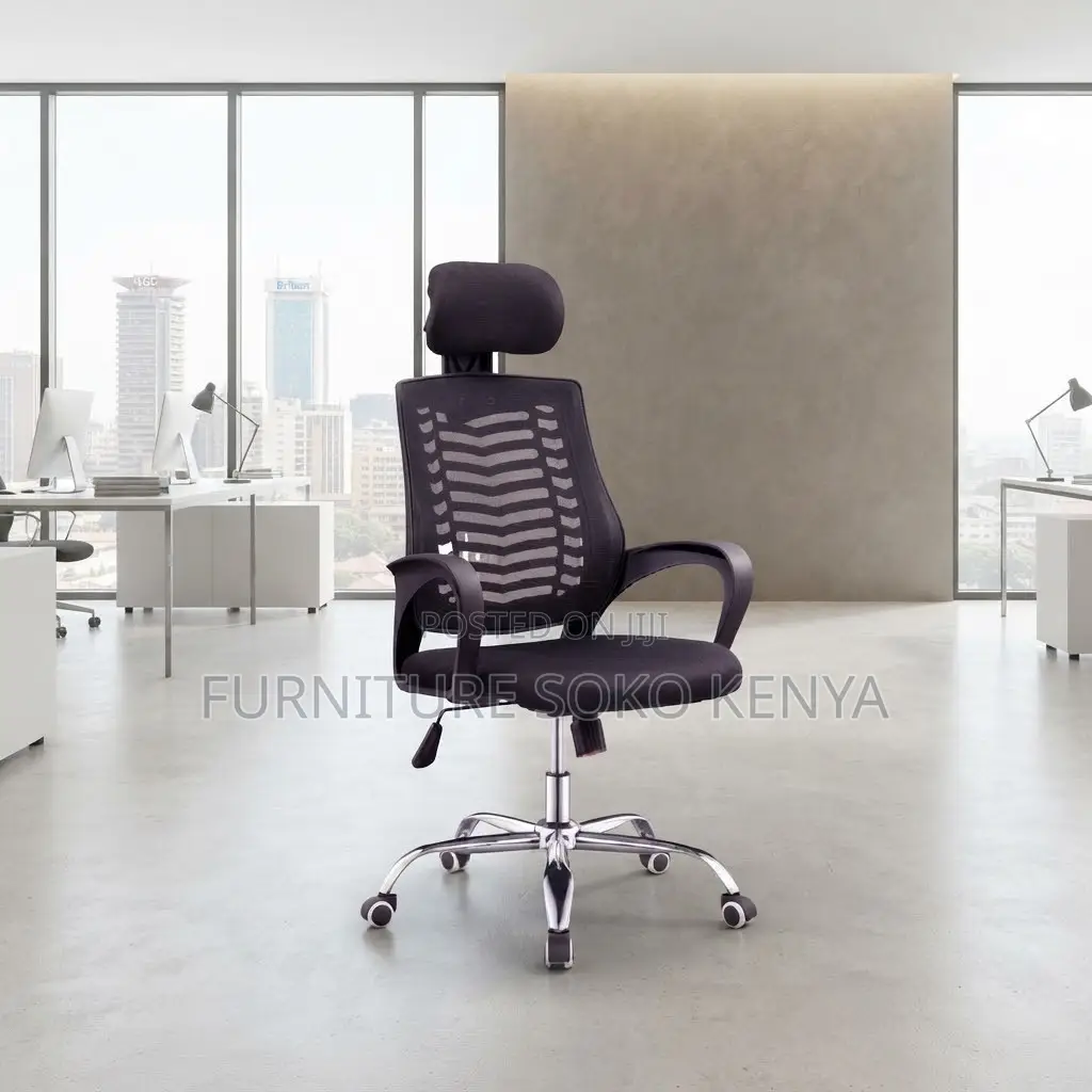 Office Chair; Swivel Adjustable Study Chair With Headrest