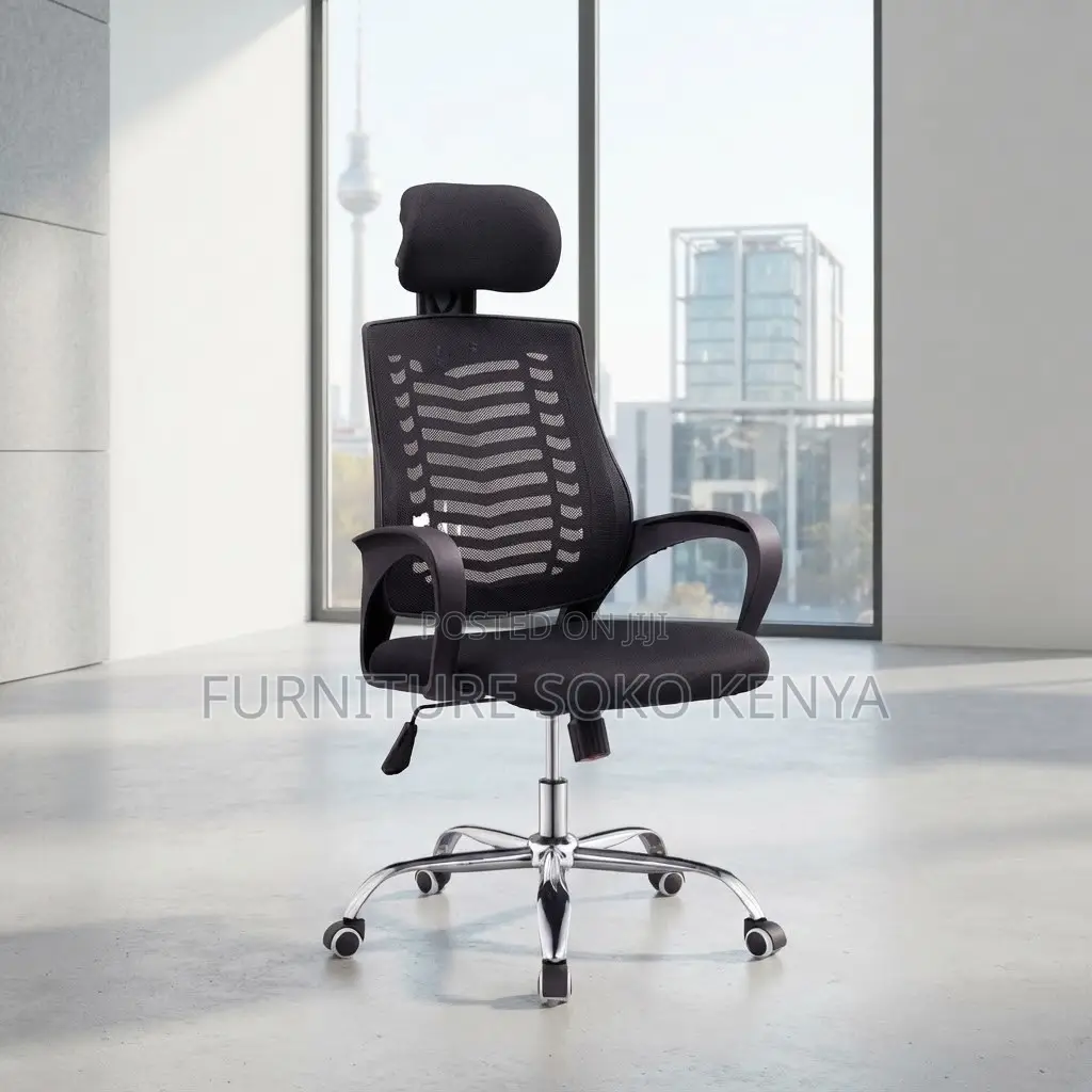 Office Chair; Swivel Adjustable Study Chair With Headrest