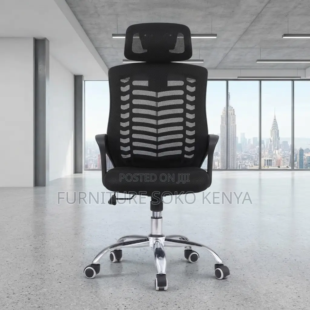 Office Chair; Swivel Adjustable Study Chair With Headrest
