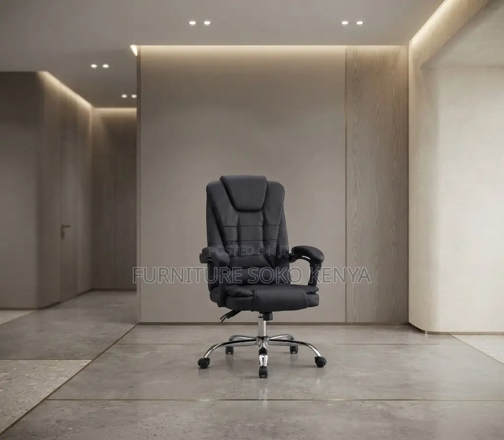 Office Chair; Ergonomic Leather Office Chair With Footrest