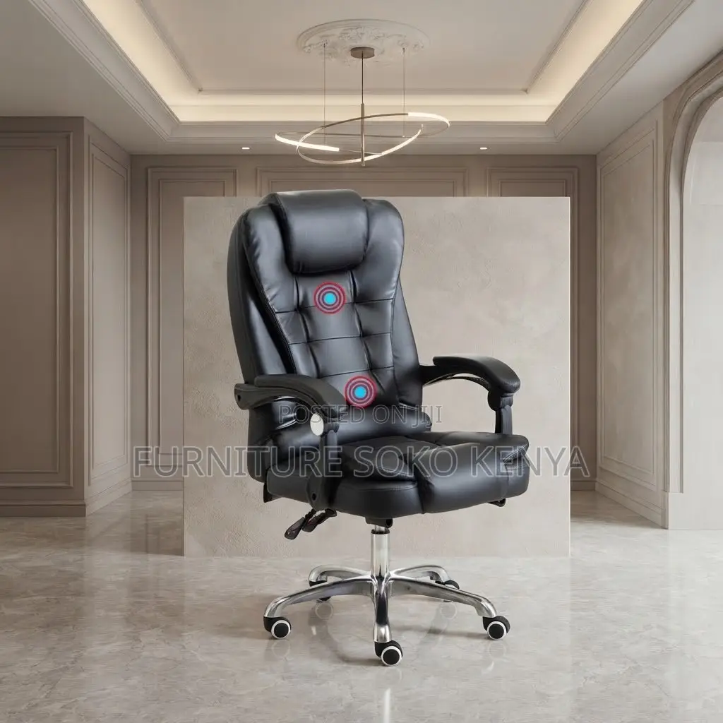 Office Chair; Ergonomic Leather Office Chair With Footrest