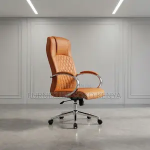Office Chair; Brown Adjustable Leather Generic Executive Chair