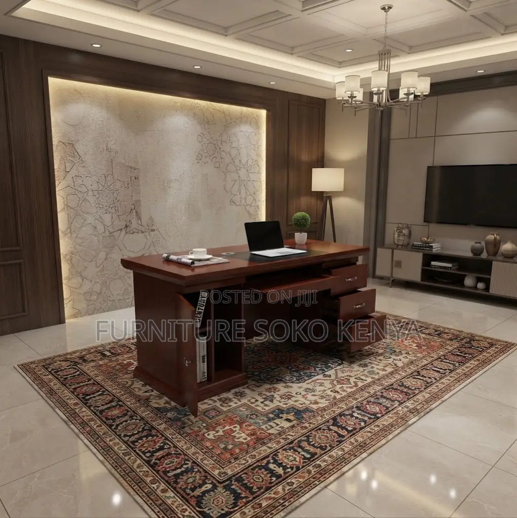 Office Desks:1400mm Mahogany Finish Executive Office Desk
