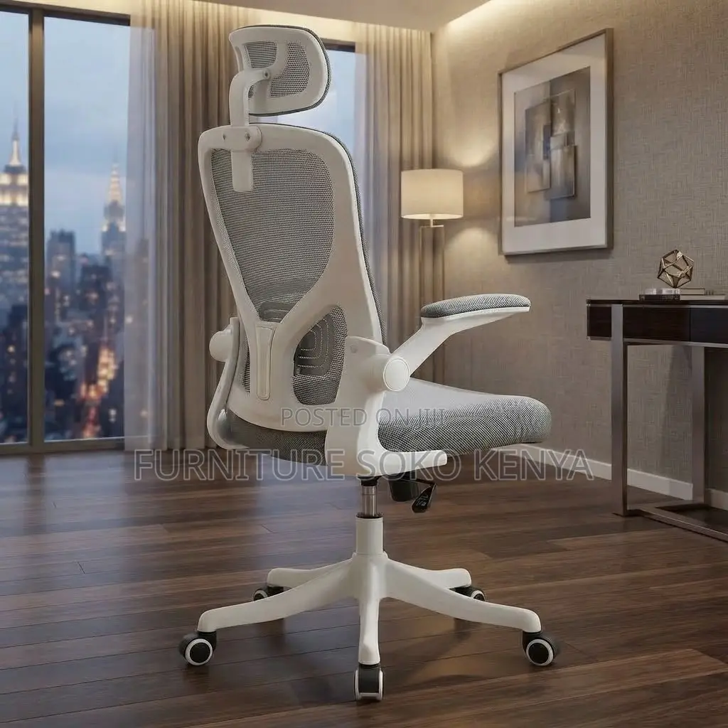 Office Chairs; Gray-White Orthopedic Office Seat