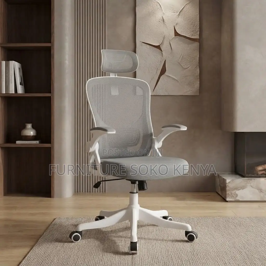 Office Chairs; Gray-White Orthopedic Office Seat