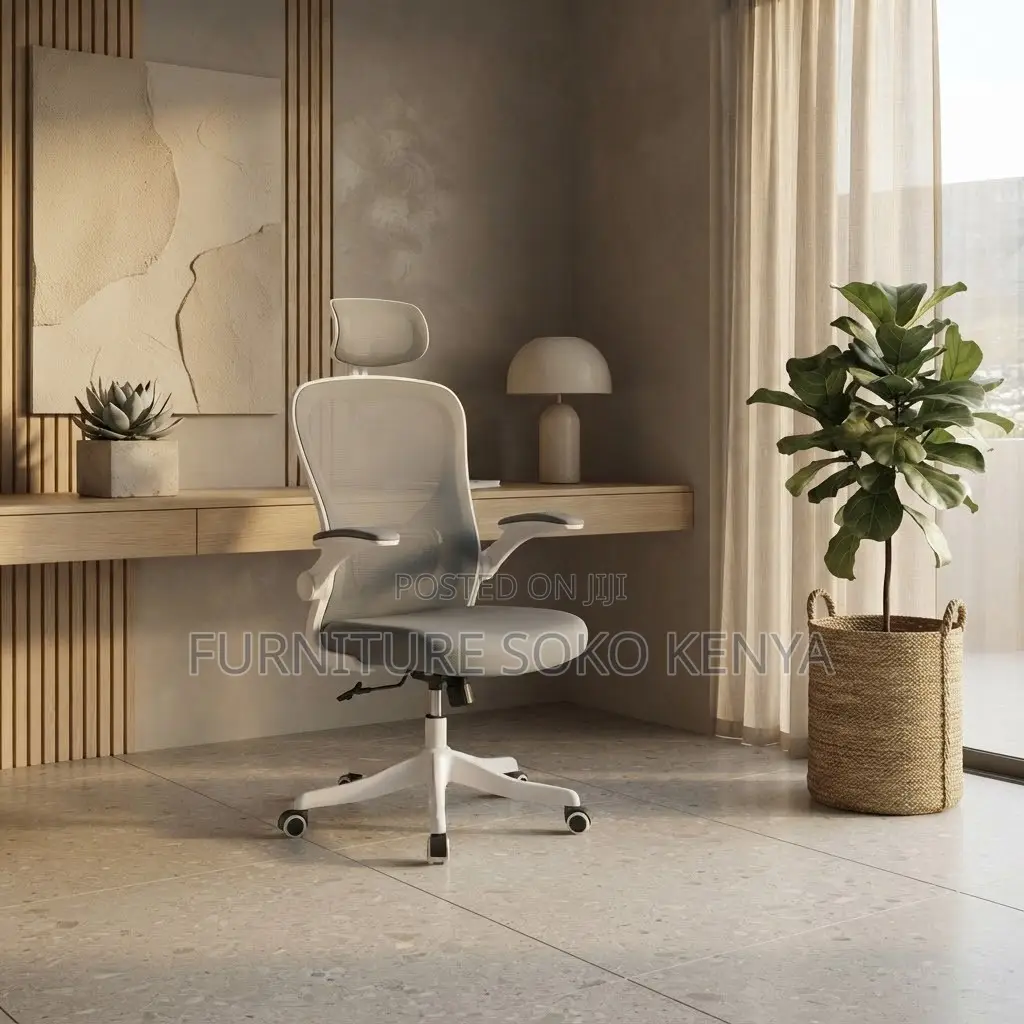 Office Chairs; Gray-White Orthopedic Office Seat