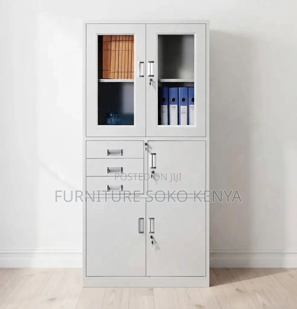 Office Cabinets: 2-Door Upper Steel Frame Cabinet With Safe