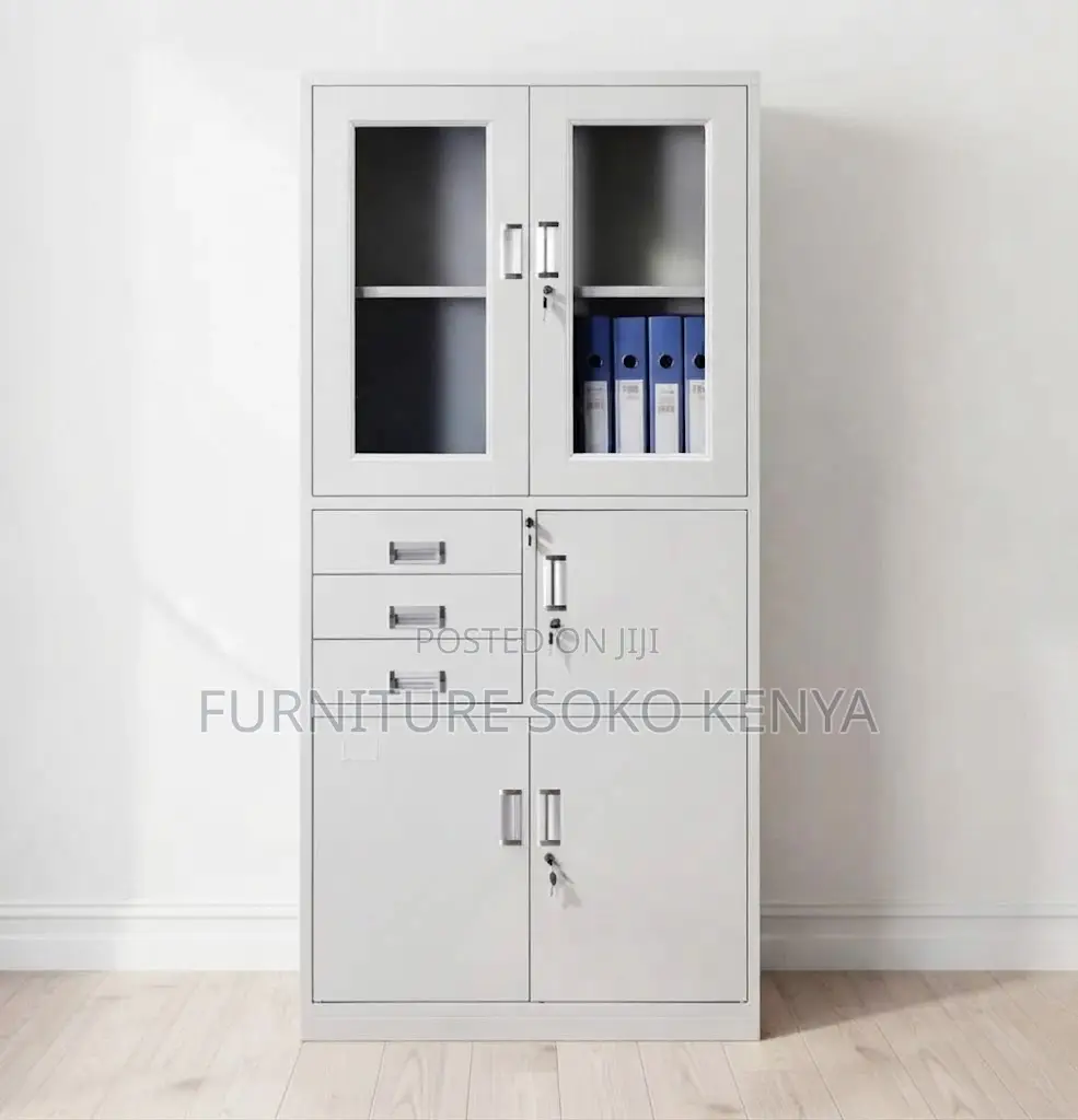 Office Cabinets: 2-Door Upper Steel Frame Cabinet With Safe