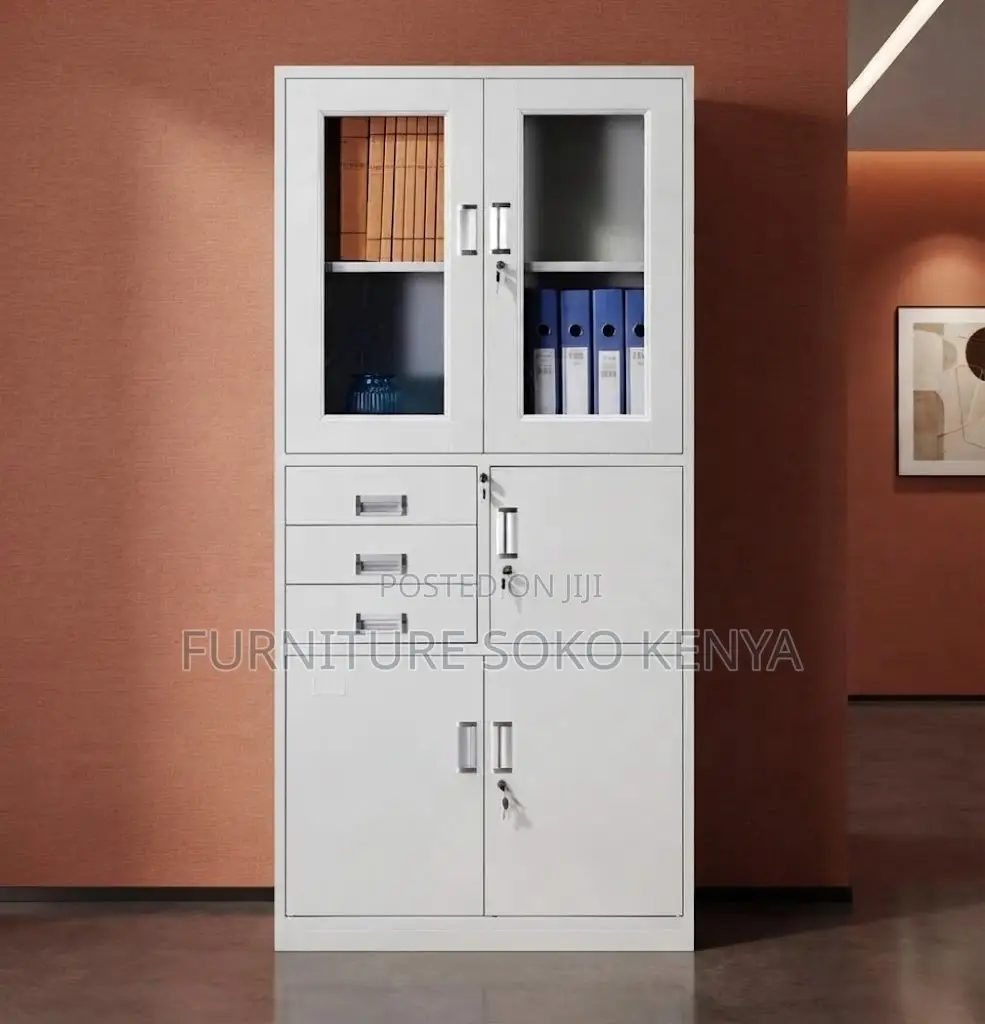 Office Cabinets: 2-Door Upper Steel Frame Cabinet With Safe