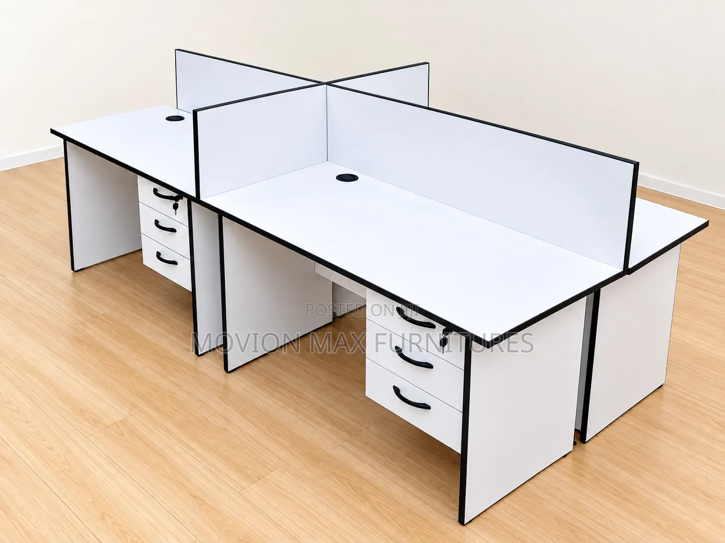 4way Modern White Office Workstation Cubicles Office Desk Set