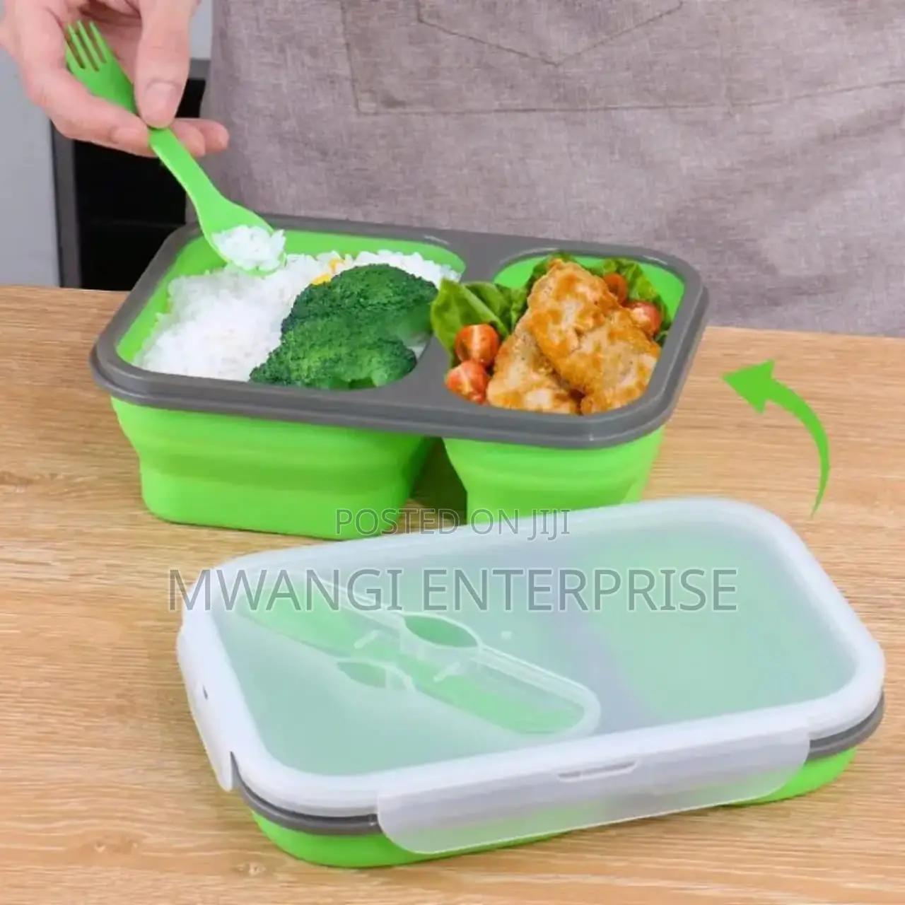 Foldable Silicone Lunch Box - 2 Compartments