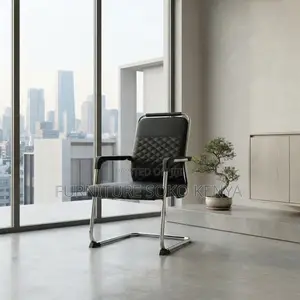 Office Chair; PU Leather Ergonomic Seat With Armrest