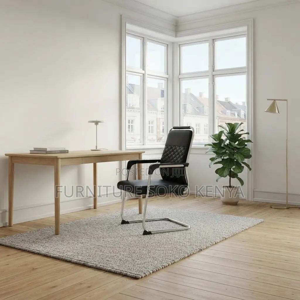 Office Chair; PU Leather Ergonomic Seat With Armrest