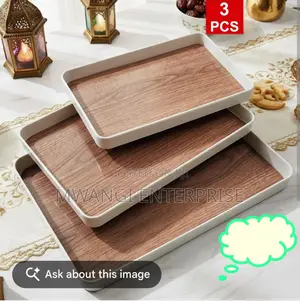3PC Ceramic Serving Trays With White Edges