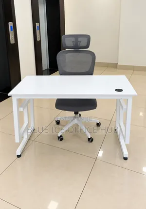 White Office Desk With Ergonomic Office Chair