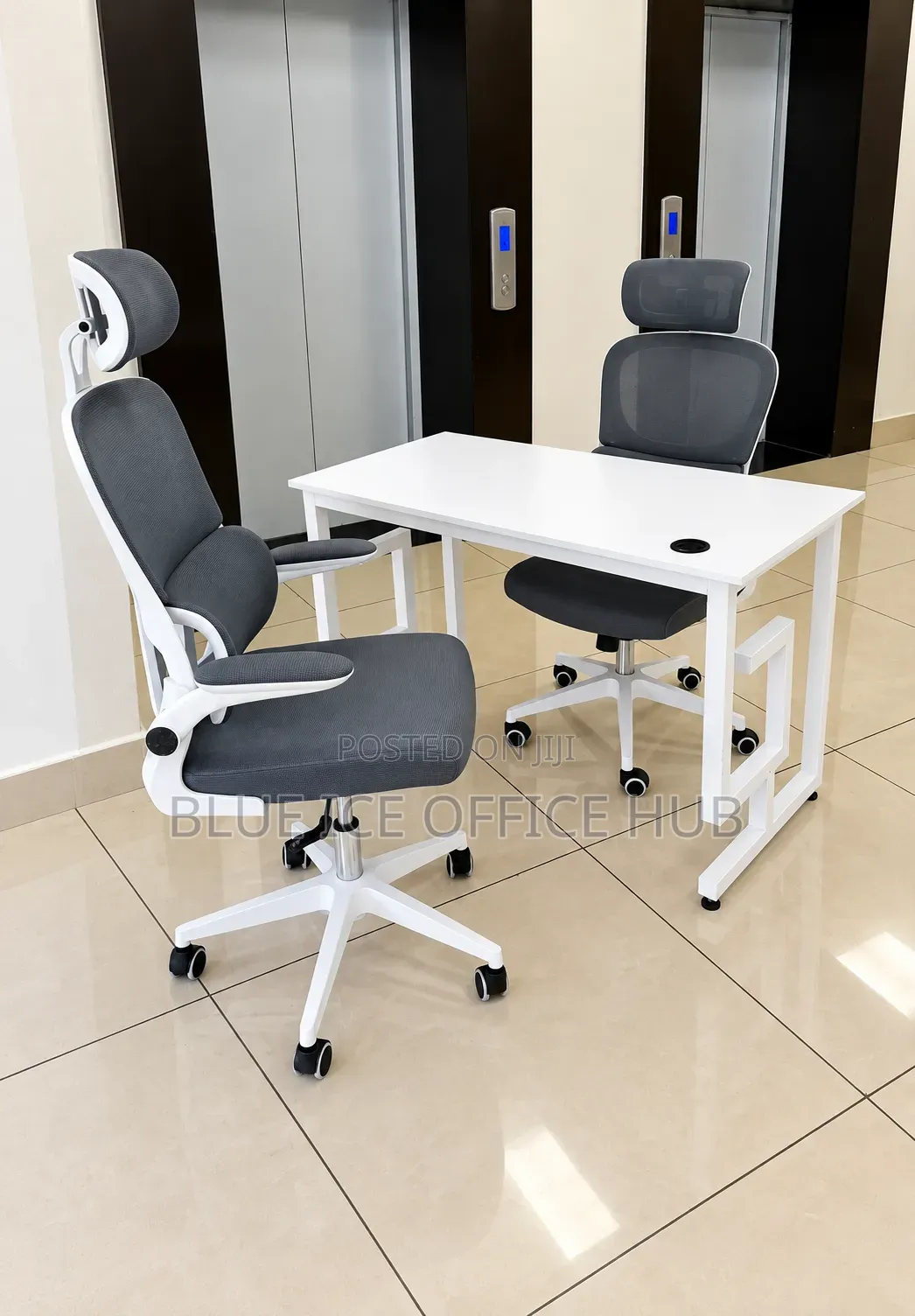 White Office Desk With Ergonomic Office Chair