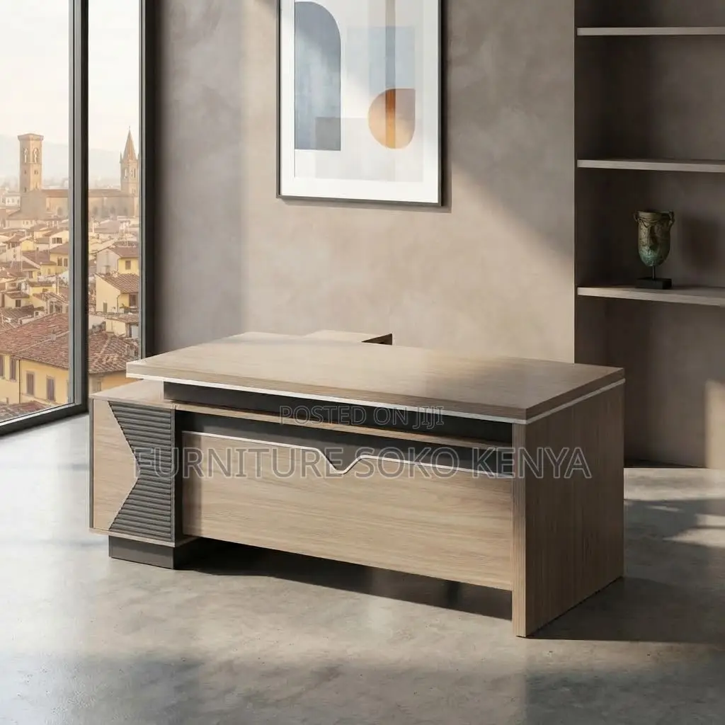 Office Desk; Solid Pure Wood Director's L-Shaped Desk --1800mm