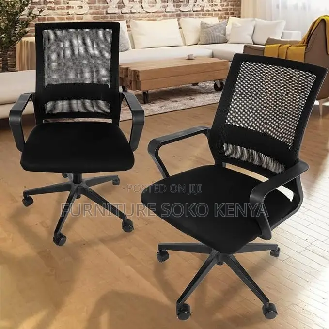 Office Chair : Black Mid-Back Mesh Office Chair