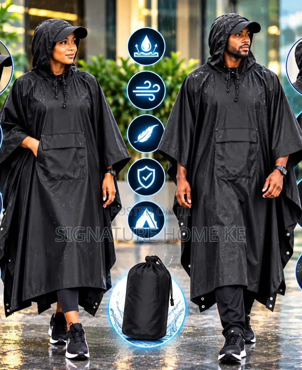 Unisex Adult Rain Coat Poncho With Cap Now Available