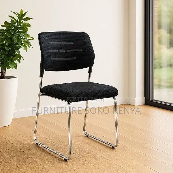 Office Chair : Black Mesh & Fabric Office Guest Chair
